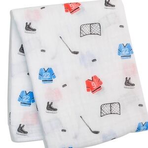 Lulujo Baby Cotton Muslin Swaddle Blanket, 47 x 47, Hockey